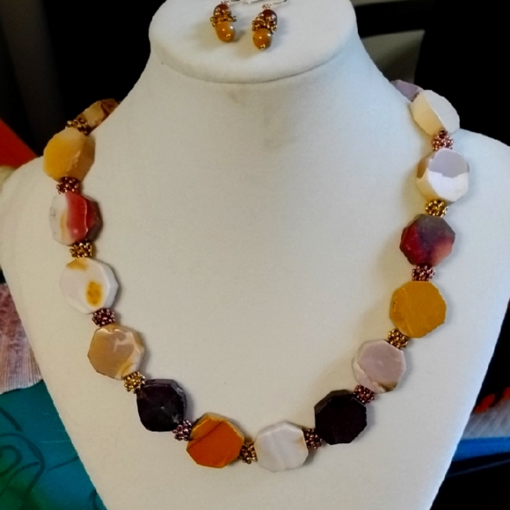 🎃Hand Crafted Mookite Status Necklace and Earring Set